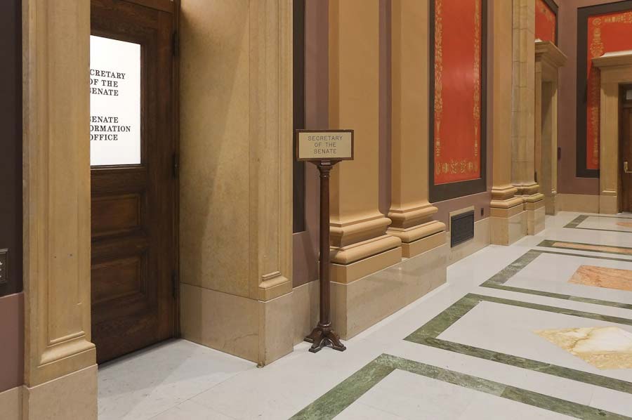 R Instructional Sign designed by Cass Gilbert for the 1905 Minnesota State Capitol.